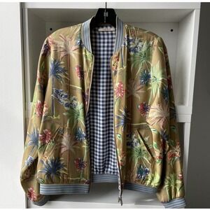 Scotch & Soda Reversible, Floral, And Plaid Bomber Jacket With Zipper Size XL